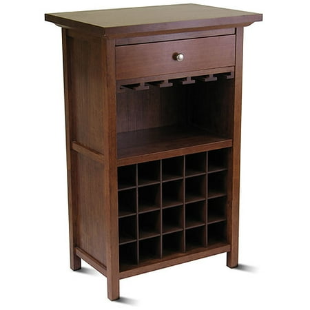 Walnut Wine Cabinet - Winsome Wood Chablis 20-Bottle Display Wine Cabinet, Walnut Finish
