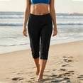 thumbnail image 6 of LEAVINGSUO Cropped Pants Women Pull on Women's Elastic Waist Pants With Pockets Casual Loose Jogger Cropped Yoga Pants For Workout Black M, 6 of 8