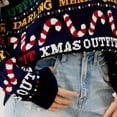 thumbnail image 4 of Suéter Jerseys de ganchillo Cuello redondo Árbol de Navidad Patrón de muñeco de nieve Traje (Azul marino L) Ygjytge Azul marino T L para Mujer, 4 of 8