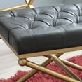 thumbnail image 3 of Hibler Ottoman Stool, Gold Base with Black Faux Leather, 3 of 7