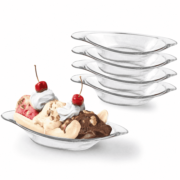 FytStycale 4 Pieces Banana Split Bowls Serving Plates Food Storage Container Acrylic Sundae