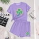 thumbnail image 4 of Vestido de manga corta Estilo Niños Día de San Patricio impreso cuello redondo blusa y pantalones Set de dos piezas Blusa de manga corta, 4 of 6