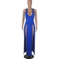 thumbnail image 5 of HLSOHJP Women's Double Slit Maxi Tank Dress Sleeveless Deep V-Neck Low Cut High Split Cover Up Long Bodycon Wrap Dress, 5 of 6