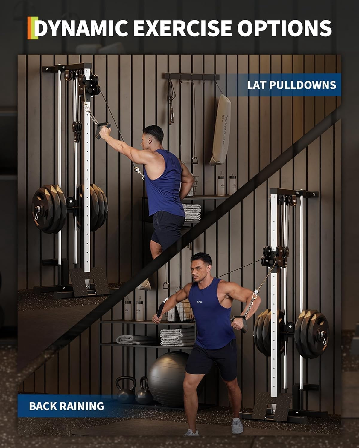 Wall Mount Cable Crossover Machine - 19-Position Dual Pulley System with LAT Pulldown & Adjustable Footplate, Home Gym Workout Station