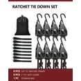 thumbnail image 7 of Heavy Duty Ratchet Tie Down Straps, 1/4" Adjustable Rope Hangers [8 Pack, 12FT, 150 lbs], Kayak Pulley System with Hooks for Garage Cargo Trucks Tents, 7 of 7