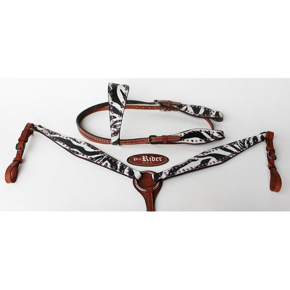 Horse Show Tack Bridle Western Leather Headstall Breast Collar Purple 8303