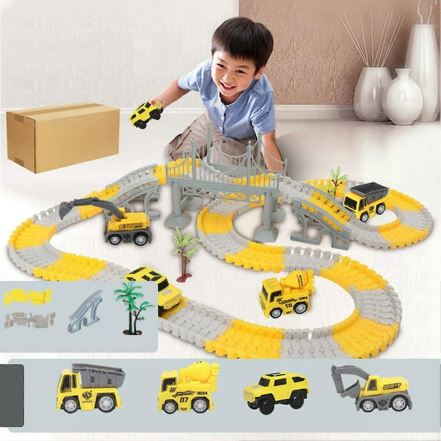Construction Race Tracks for Kids Flexible Electric Track Toy Car Set DIY Assembly Gift ETC231