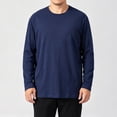 thumbnail image 5 of UVEASISHA Men's Solid Color Long Sleeve T-Shirts Business Casual Regular Fit Tees Fall Lightweight Stretchy Undershirts Soft Comfy Pajama Tops Blue M, 5 of 9