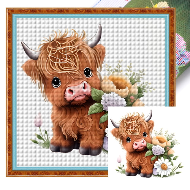 Hilo de bordar de algodón ecológico Wdftyju Kit de punto de cruz 11CT 50x50cm