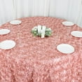 thumbnail image 2 of Efavormart 120" Dusty Rose Grandiose 3D Rosette Satin Round Tablecloth For Wedding Party Event Decoration, 2 of 11