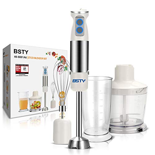 BSTY 4in1 Hand Blenders Set 6Speeds Powerful Immersion Blender with 500Watt Motor and Turbo