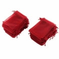 thumbnail image 1 of 100 bolsas de organza de 10 x 15 cm, transparentes, con cordón, para regalo, de malla, portátiles, para joyería, con cordón para boda, color rojo, 1 of 14