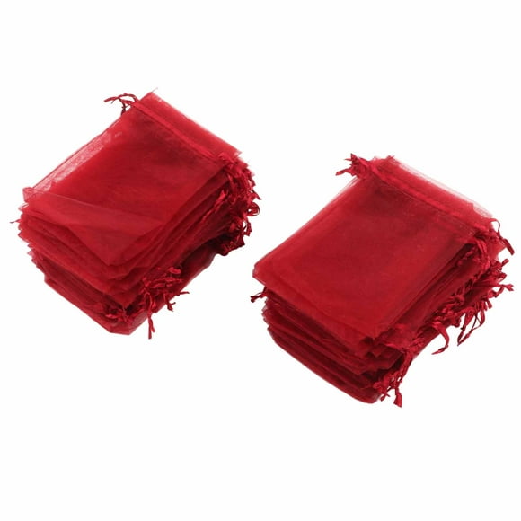 Sacs en Organza, Sacs à Bijoux Opération Simple pour Cadeaux Artisanaux pour Décoration de Fête pour Mariage Rouge