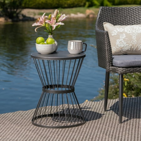 Anthony Outdoor 16 Inch Iron Side Table, Matte Black