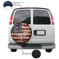 thumbnail image 4 of KAKALAD American Flag Adventure Awaits Mountain Compass White Spare Tire Cover Universal Vehicle Accessories Buckle Car Tools 16”in, 4 of 6
