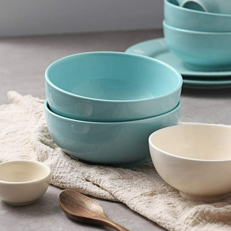 DOWAN Cereal Bowls Set of 4, 650ml Soup Bowls, Ceramic Serving Bowls, Deep Bowls Set for Salad Rice Oatmeal Desert Ice Cream