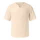thumbnail image 4 of Men's Solid Color Pleated Quarter Sleeve Top Men's Retro V-Neck Top6XL, 4 of 5