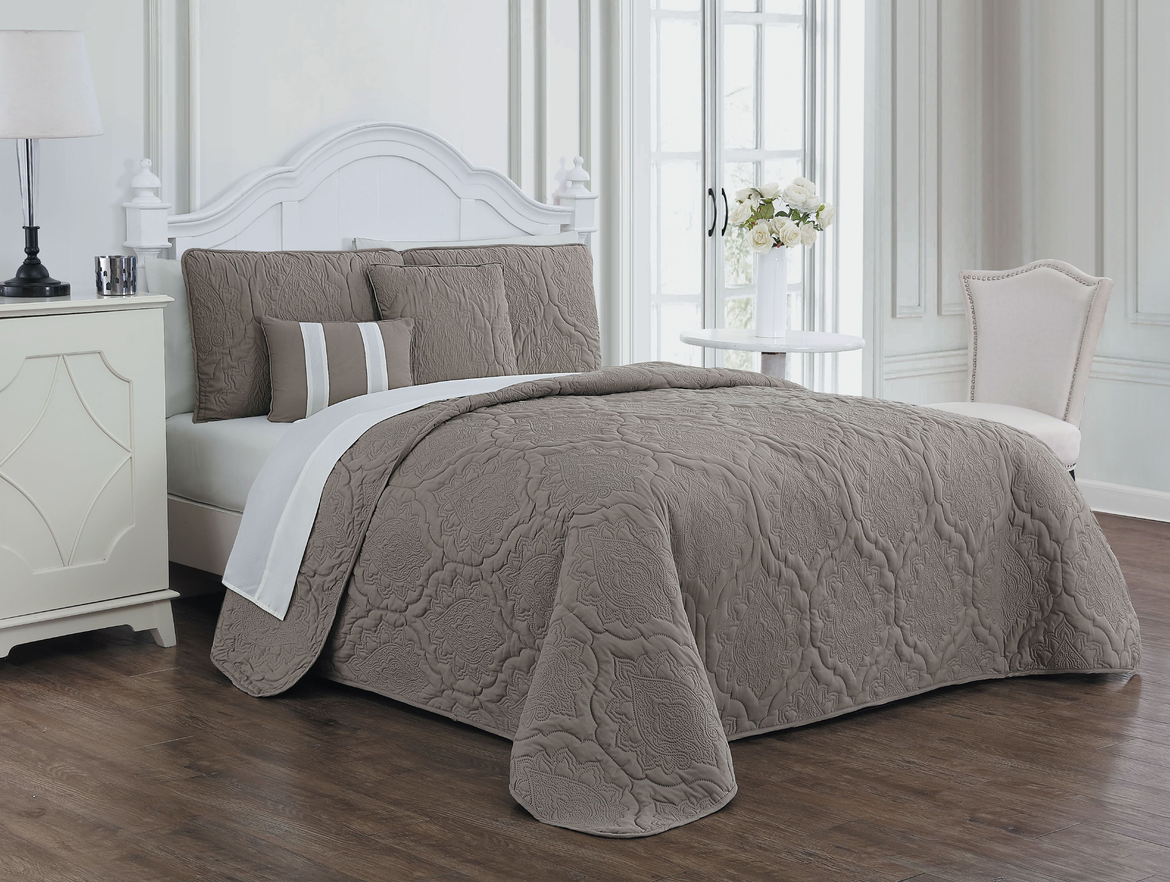 Nolie 9pc Quilt Set King Taupe/Ivory