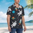 thumbnail image 5 of Balery Space Print Men's Hawaiian Shirts Short Sleeve Beach Shirt Relaxed Fit Vacation Button Down Shirts-3X-Large, 5 of 9
