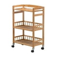 thumbnail image 3 of Kitchen Mobile Rolling Serving Cart Storage 3 Tiers Standing Wood Color 53*30*80cm for Restaurants, Parlors, Coffee Stations, 3 of 12