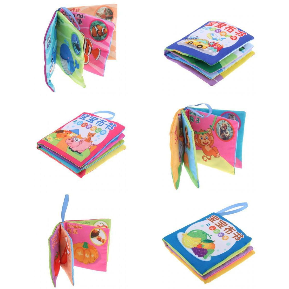 Baby Kids Cognize Chinese English Shapes Cloth Sound Book Educational Toy 6X 