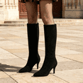 thumbnail image 5 of Willtoo Knee High Boots for Women Pointed Toe Stiletto Heel Tall Boots, Faux Leather Side Zipper Elegant Boots Sleek Slim Fit Dress Shoes, 5 of 6