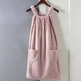 thumbnail image 5 of Women's Spaghetti Strap Sleeveless Terry Bath Dress High Absorbent Dual Side Pockets for Bathroom Shower Indoor Lounging Pink Free Size, 5 of 7