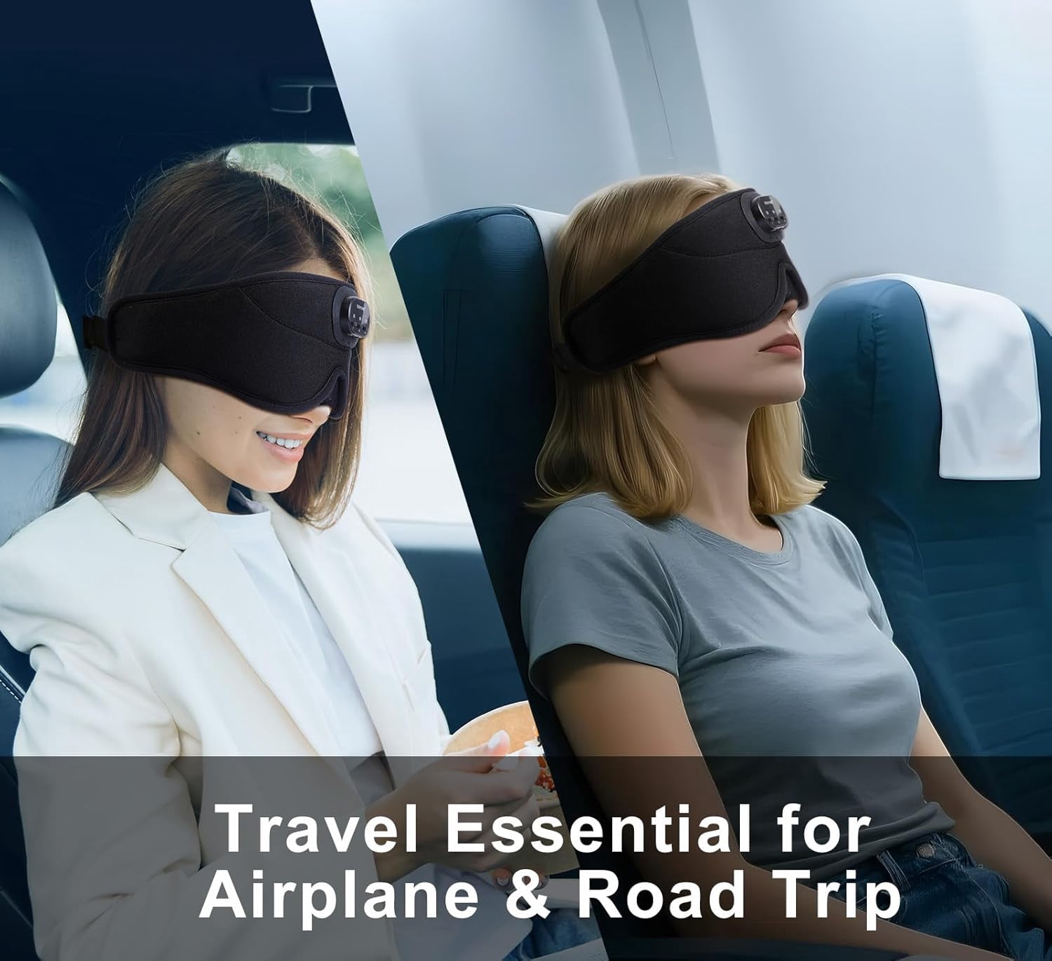 White Noise Bluetooth Sleep Mask, 3D Wireless Sleep Mask with Timing,Headphones, Sleep Mask with Bluetooth Headphones for Music Auto Shut Off, Sleep Mask Side Sleeper Travel Gift for Women Men