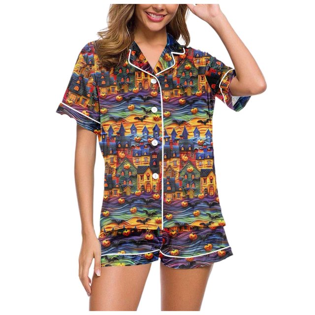 TJAZFJPA Pyjama Mignon pour Femmes Ensemble Deux Pièces pour Femmes Manches Courtes Col en V Ensemble de Shorts Pyjama de Noël pour Femmes Grande Taille Pyjama de Noël Familial