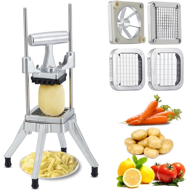 Cortador comercial de frutas y verduras, 4 cuchillas de acero inoxidable para papas fritas, dicer manual resistente