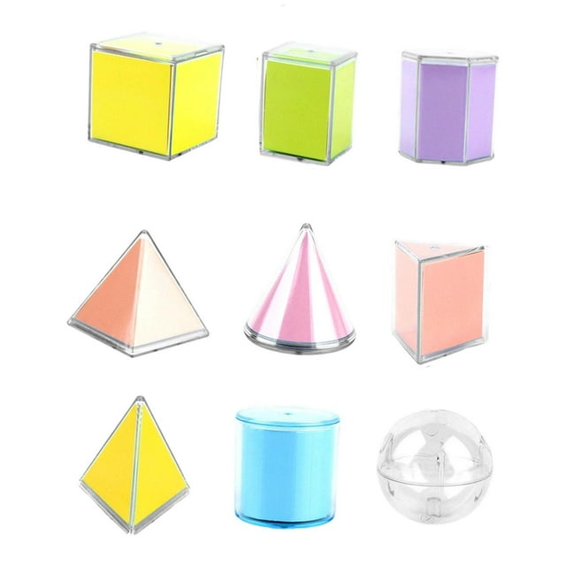 9 piezas plegables formas geométricas de regreso a los suministros escolares, sólidos geométricos 3D juguetes de aprendizaje para niños, escuela