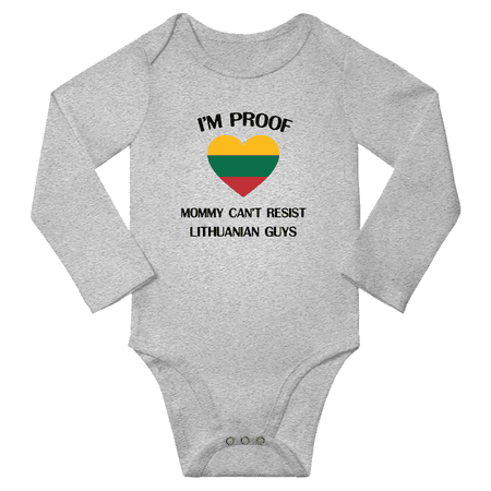 

I m Proof Mommy Can t Resist Lithuanian Guys Baby Long Sleeve Rompers Bodysuit (Gray 18 Months)