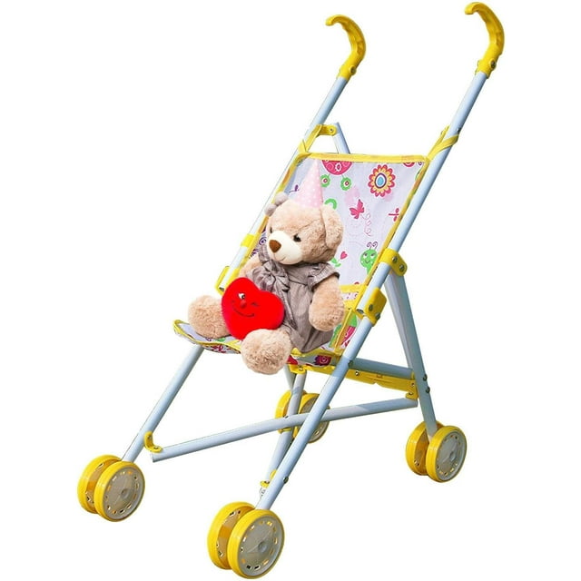 LAICAIW Baby Doll Stroller, Foldable Doll Stroller, Baby Doll Carriage, Realistic Convertible Doll Pram, Toy Baby Stroller, Creative Baby Doll Stroller Play Set for Toddler and Girls, Nuturing and R