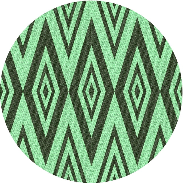 Ahgly Tapis Rond Lavable en Machine Intérieur Transitionnel Vert Forêt Moyen, 6 Pieds Rond