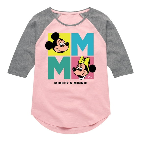 Disney - Minnie Mickey - Toddler & Youth Girls Raglan Graphic T-Shirt