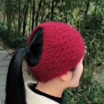 thumbnail image 4 of LinYooLi Bonnet d'Hiver Épais de Haute Qualité Creux Queue de Cheval pour Femmes Automne Chaud Bonnets Tricotés pour Femmes Cache-Oreilles, 4 of 6