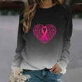 thumbnail image 2 of WREESH Women's Pink Ribbon Heart Graphic Sweatshirt Fall Casual Crewneck Long Sleeve Cancer Awareness Top Black, 2 of 4
