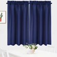 thumbnail image 2 of Shininglove Kitchen Curtain Set Light Filtering Bathroom Window Treatment, 30" x 45"+15", Navy Blue, Set of 3, 2 of 6