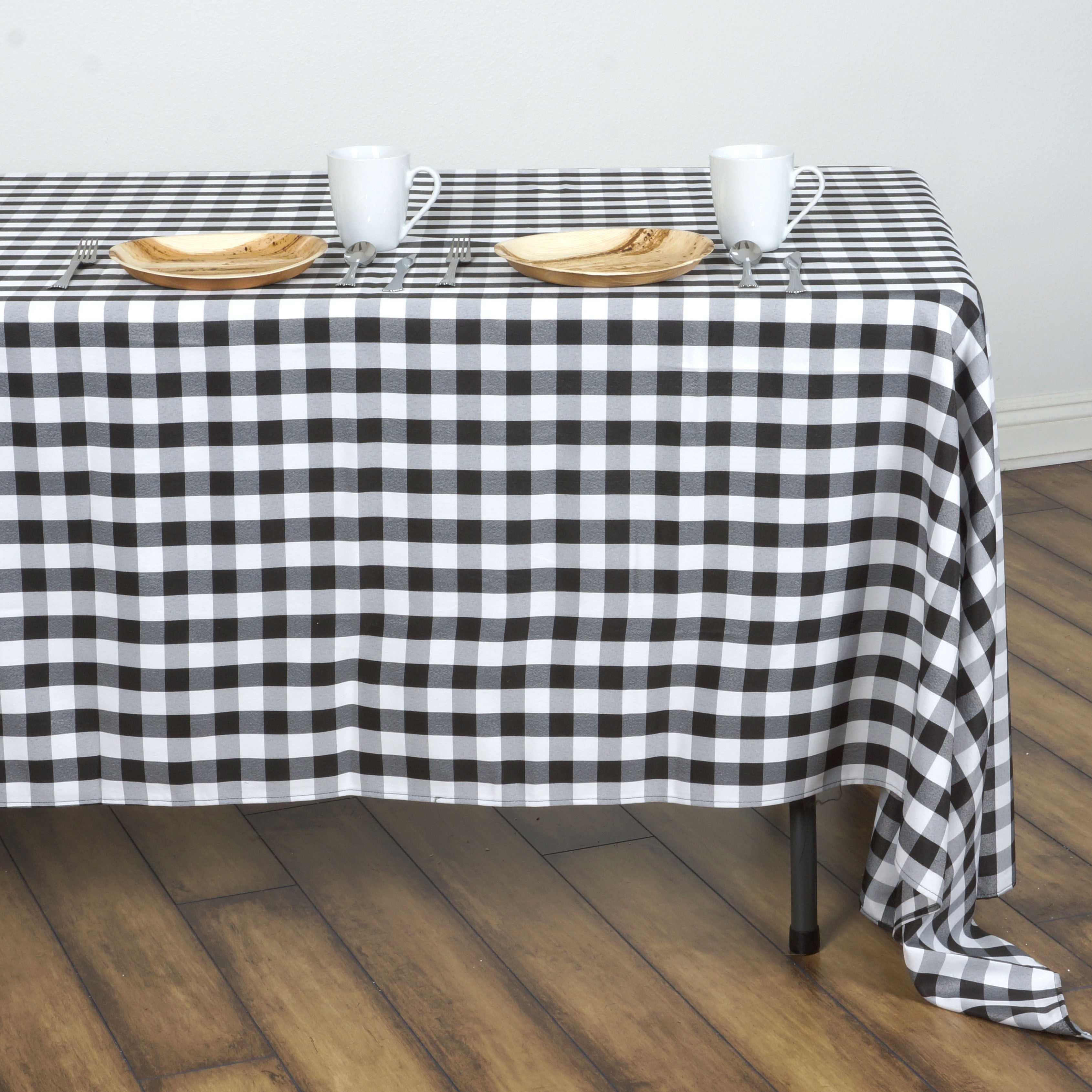 BalsaCircle 60" x 126" Gingham Checkered Polyester Tablecloth for