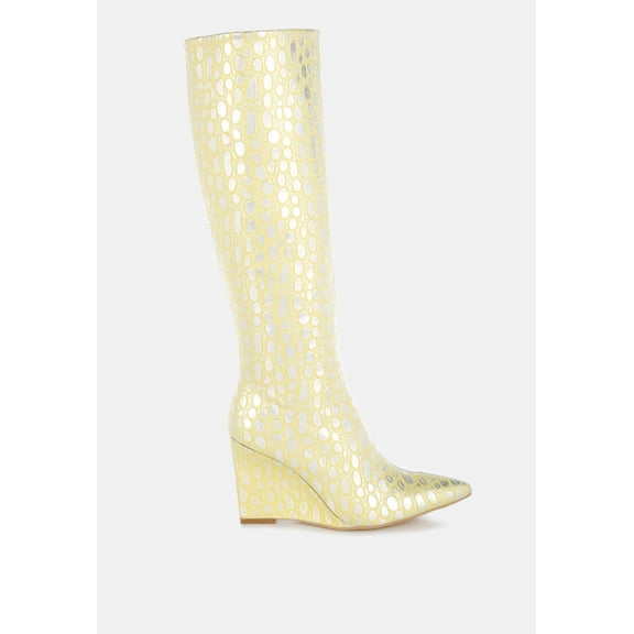 Bar Zone Tear Shaped Faux Leather Boots