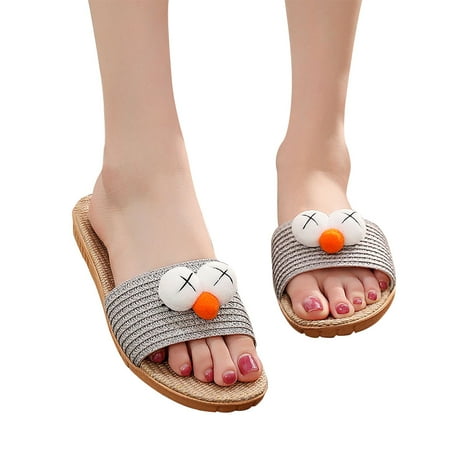 

BOOYOU Women Men Flax Slipper Anti-Slip Indoor Home Slippers Shoes Ladies Sandals