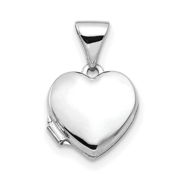 Médaillon en Forme de Cœur en Or Blanc 14K Poli