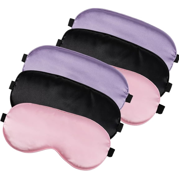 6 Pack Silk Sleep Mask,Silk Eye Mask for Sleeping,Soft Satin Blackout Eye Masks for Women Men,Blindfold Eyeshade for Night Sleep Travel(Black Pink Purple)
