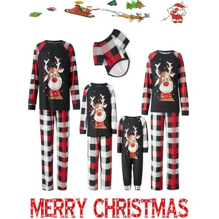 

Sunisery Christmas Matching Outfits Pajamas Sets for Family Xmas Pjs for Couples Adults Kids Baby Dogs 2Pcs Home Lounge Set