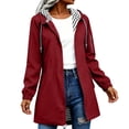 thumbnail image 6 of yardsong Women's Raincoats Lightweight Waterproof Long Rain Coat with Hood Pocket Windbreaker Trench Coat Climbing Hiking Raincoat Red,M, 6 of 9