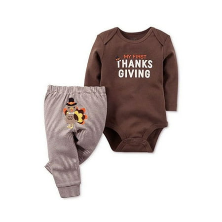 

Frobukio Newborn Thanksgiving Turkey Romper Bodysuit Striped 2pcs Set Outfits