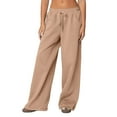 thumbnail image 2 of Women's High Waisted Oversized Baggy Wide Leg Sweatpants Gym Yoga Lounge Athletic Trousers with Pockets, Khaki XL, 2 of 7