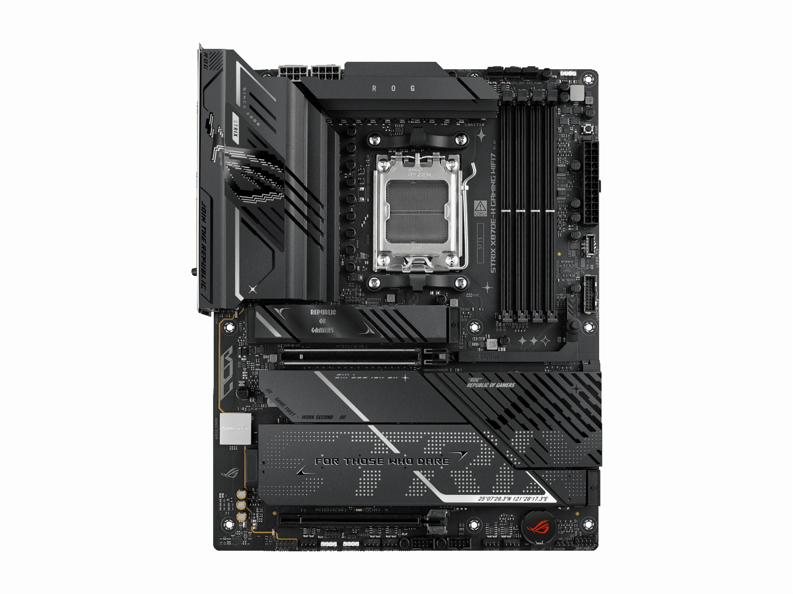ASUS ROG STRIX X870E-H GAMING WIFI7 AMD X870E-H ATX motherboard with 16+2+1 power stages, Dynamic OC Switcher, Core Flex, DDR5 AEMP, WiFi 7, 4x M.2, PCIe 5.0, Q-Release, dual USB4 ports and USB 10Gbps