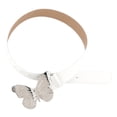 thumbnail image 4 of Cinturón de piel sintética para mujer, cinturón ancho, para la cintura o pantalones, con hebilla de mariposa Blanco, 4 of 9
