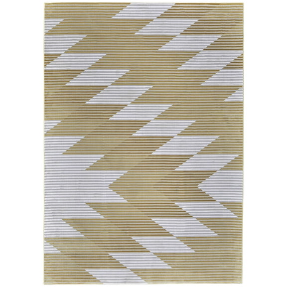 Feizy Marigold Modern Geometric, Gold/Gray/White, 10'4" x 13'6" Area Rug Easy Care Stain Resistant Fade Resistant Mid-Century Modern Gradient & Ombre Floor Rug for Living room Bedroom